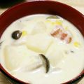 churu's cooksnap of when they made コーンとじゃがいものスープ.