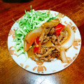 あちたんまん！'s cooksnap of when they made 野菜たっぷり茄子と豚こまのマヨポン炒め.