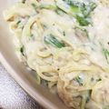 誰かさん's cooksnap of when they made ツナと水菜のクリームパスタ.