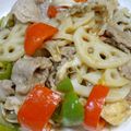 myukitty's cooksnap of when they made 豚肉とレンコンのにんにく醤油炒め.