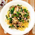 ★もりたルト★'s cooksnap of when they made ☆アスパラ菜とシメジのスパゲッティ.