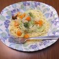 おかめうどん★'s cooksnap of when they made ブロッコリーの牛乳スープで☆スープパスタ.