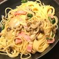 gfather's cooksnap of when they made ベーコン＊しめじ＊玉葱＊ピーマンのパスタ.