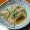 chikiri's cooksnap of when they made 厚揚げと水菜、えのき茸の煮物.