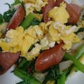 ぷっちかおりんご's cooksnap of when they made わさび菜とウィンナーの炒め物.