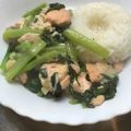 CHICHI☆PAY's cooksnap of when they made サーモンと小松菜のチーズ和え.