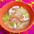 ゆにこーん☆'s cooksnap of when they made 中華風!白菜と干し海老のお味噌汁.
