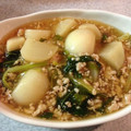 ルル吉's cooksnap of when they made ☆寒い夜には あったかカブと鶏挽肉の煮物.