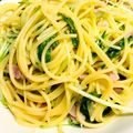 さっちん111's cooksnap of when they made ベーコンと水菜のペペロンチーノ.