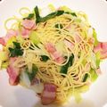 hechima24's cooksnap of when they made ＊たっぷりねぎ＊のにんにくスパゲティ.