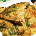 AsukA1025's cooksnap of when they made 猿も作れる簡単チヂミ　パプリカ玉ねぎニラ.