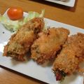 i_yokan's cooksnap of when they made 簡単！梅しそチーズのくるくる肉巻きフライ.