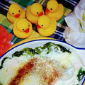 ももちゃんのれしぴ's cooksnap of when they made 超簡単【ほうれん草のオイマヨ巣ごもり卵】.