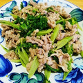 ＊ゆき16＊'s cooksnap of when they made 【簡単】豚バラとわさび菜の柚子胡椒炒め.