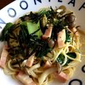 24haru's cooksnap of when they made 小松菜とベーコンの和パスタ☆柚子胡椒風味.