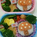 ブルーリボンドレス's cooksnap of when they made 秋キャラ弁☆ミニきのこちゃんおにぎり.