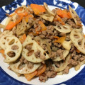 月とぱんだ's cooksnap of when they made 豚ひき肉と蓮根のきんぴら.
