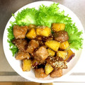 ぺこち＊'s cooksnap of when they made かぼちゃと豚肉のごまからめ.