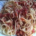 harutama's cooksnap of when they made 余ったそぼろでボロネーゼ風スパゲティ.