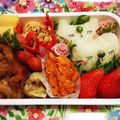 3chan。's cooksnap of when they made 揚げパスタでお絵かき猫ちゃんおにぎり♪.