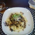 うに１１８'s cooksnap of when they made ひじきと海苔のブラックパスタ.