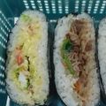 あくあ☆ぶるー's cooksnap of when they made かに風味サラダと半熟玉子◆おにぎらず.