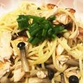 カメ姫☆'s cooksnap of when they made 【簡単】サーモンと茸のバター醤油パスタ.