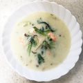 RoomA's cooksnap of when they made ワンパンで♪小松菜と海老のクリーム煮.