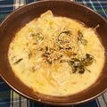 miwayon's cooksnap of when they made 100円の餃子で豆乳担々麺風餃子スープだ.
