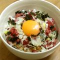 chou*'s cooksnap of when they made 馬刺しのユッケ風♡桜納豆.