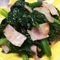 ANMOS0915's cooksnap of when they made ほうれん草とベーコンのニンニクバター炒め.