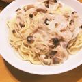ゆづゆいまま's cooksnap of when they made 簡単パスタランチ♪クリームパスタ♪ツナ茸.