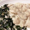 380325's cooksnap of when they made ほうれん草ライスとチキンクリームソース.
