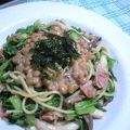 ☆sinnkuro★'s cooksnap of when they made わさび菜の納豆パスタ.