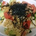 横山允謙's cooksnap of when they made 揚げ玉＆豆腐＆アボカドの簡単麺つゆサラダ.