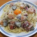 ひっきーなおなお's cooksnap of when they made 生クリーム不要！海老と茸のクリームパスタ.