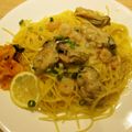 クック9QDSJR☆'s cooksnap of when they made 牡蠣のオイル漬けと春菊の塩パスタ.