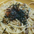 love385's cooksnap of when they made 明太子ときのこのスパゲッティ.