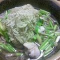 Haru Haru's cooksnap of when they made セリととろろ昆布の温かいお蕎麦.