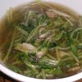 コハク☆。・'s cooksnap of when they made 豆苗としいたけのスープ.