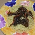 きらり流れ星's cooksnap of when they made 松前漬けの和風しそパスタ.