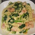 まさまさまさまさこ's cooksnap of when they made ほうれん草とベーコンのクリームパスタ.