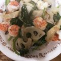 クックUP84ZW☆'s cooksnap of when they made 海老とレンコン小松菜のガーリック塩麹炒め.