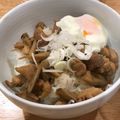 ysakY's cooksnap of when they made 鶏のひき肉とごぼうの温玉丼♪.