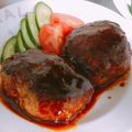 ♪ひつじ's cooksnap of when they made 赤ワインで♪デミグラスソース風ハンバーグ.