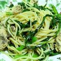 pontara's cooksnap of when they made 春菊と鯖水煮缶の生姜風味パスタ.