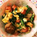 りんごぉぉぉ's cooksnap of when they made 弁当に！ほうれん草・卵とウインナーソテー.