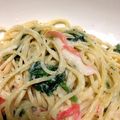 のぎぬこ's cooksnap of when they made かにかまとほうれん草のクリームパスタ.