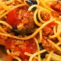 ハル0401's cooksnap of when they made 揚げナスと挽肉のトマトパスタ.