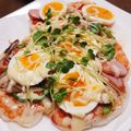 ｺｰｷﾞｰ姫's cooksnap of when they made 余ったお餅deゆで卵とベーコンの餅ピザ.